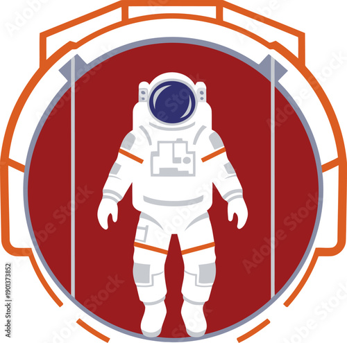 Astronaut floats in a zero-gravity space chamber. A clean, modern illustration showcases the astronaut's isolation and the chamber's design. Perfect for space, science, or technology themes.