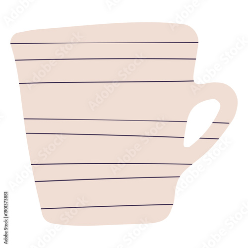 White coffee mug hand drawn