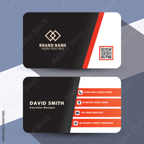 Modern and professional business card design with a clean layout and warm brown color palette.
Business card design with yellow and dark blue color scheme.