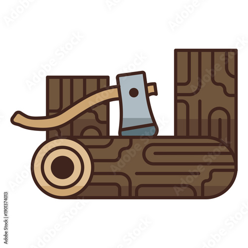 Lumberjack axe logs icon