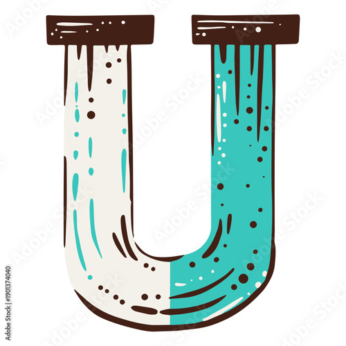 Horseshoe magnet hand drawn element