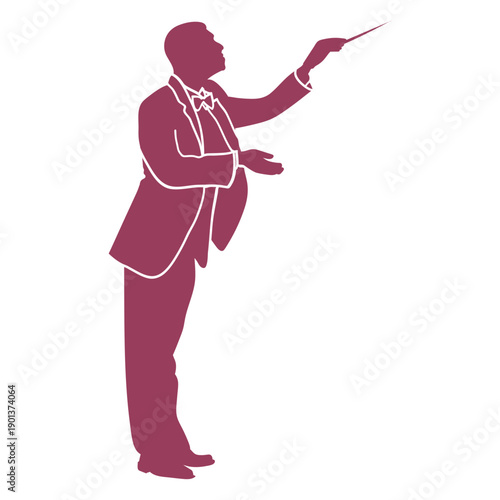 Side view orchestra conductor silhouette
