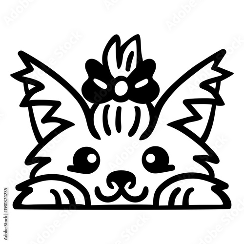 Peekaboo dog with bow tie stroke