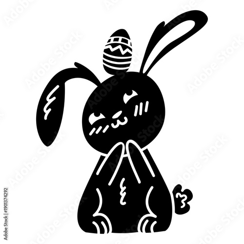 Cute rabbit easter overhead egg