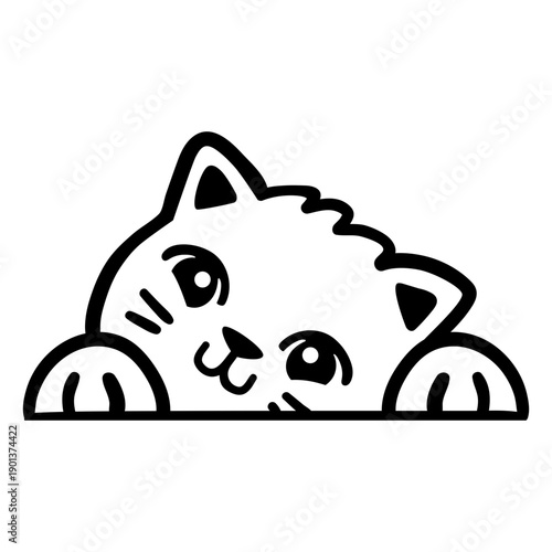 Peekaboo cute smiling cat stroke