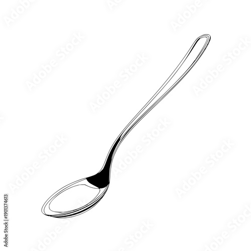 Elegant spoon illustration with delicate lines and a sleek design for culinary use or decoration