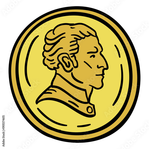 Coin uruguay hand drawn