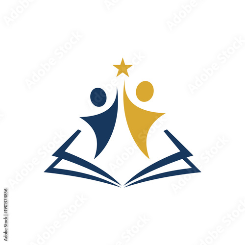 Stylized People Rising from Open Book.