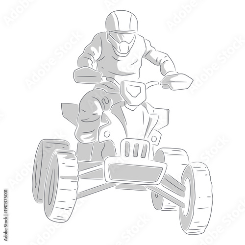 Pilot racing quad bike hand drawn