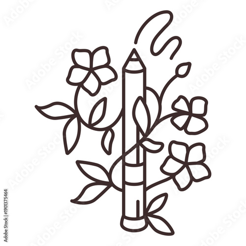 Pencil eyeliner floral stroke