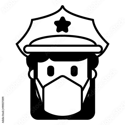 Policewoman with mask stroke
