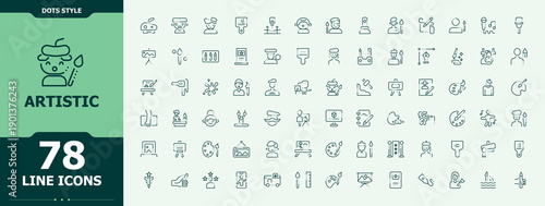 Artistic icon. Artwork modern icon set. Icons for application. Containing brush, artwork, art and design, graphic, art and more. Vector illustration.