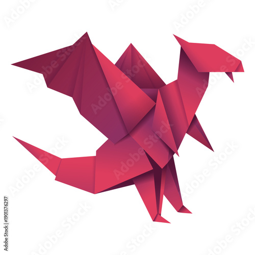 Origami dragon red illustration