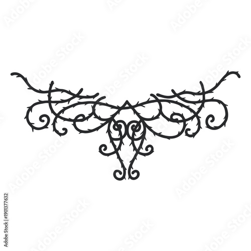 Symmetrical ornamental swirl thorn divider