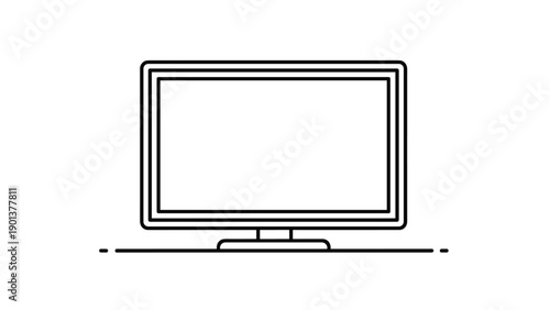 Minimalist outline of a television screen or computer monitor provides a clean frame for digital media and display content.
