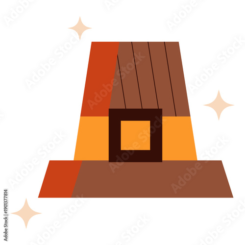 Shiny pilgrim hat flat