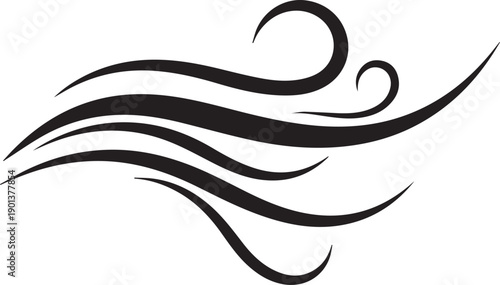 Wind breeze swirly lines representing air motion or scent vector silhouette illustration
