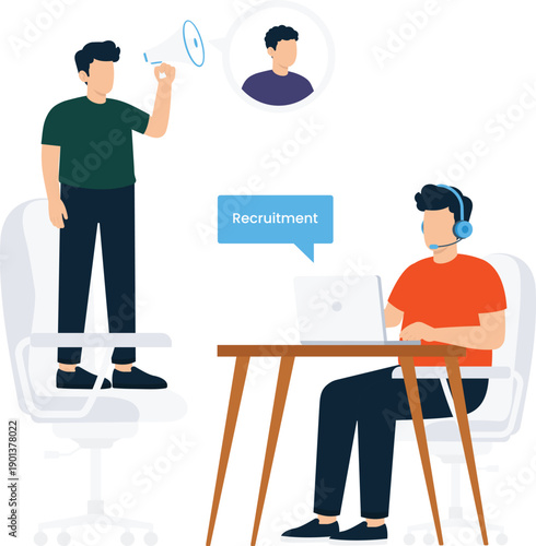 Business recruitment hiring process job announcement human resources staffing agency online interview digital marketing talent acquisition corporate communication modern workplace office workers