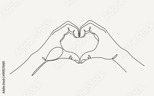 Simple hand drawn illustration of two hands forming a heart shape together in love and care
