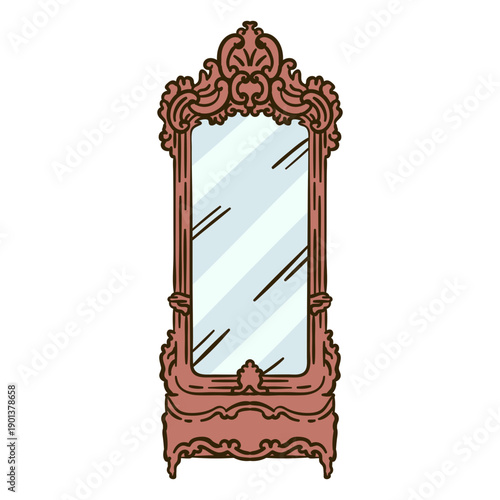 Dresser mirror ornate illustration
