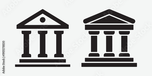 Classical Building Icons for Institutions and Finance