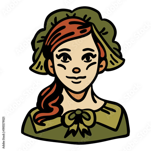 Hand drawn pilgrim woman