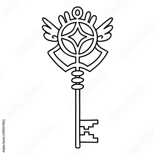 Hand drawn wing ornate key stroke