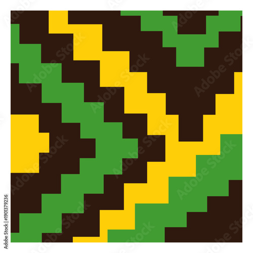 Green yellow stair kente composition