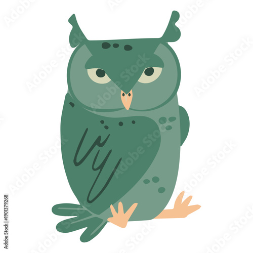 Owl green staring flat