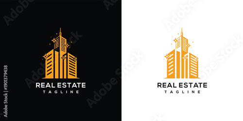 Real Estate Logo Modern Skyscraper Building Design.