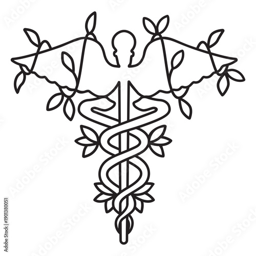 Hospital snake staff caduceus symbol stroke