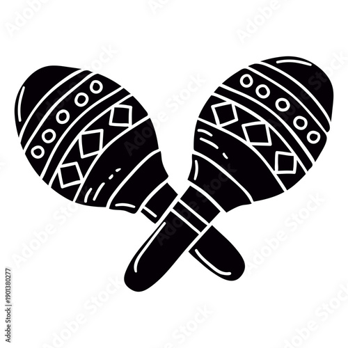 Decorated maracas hand drawn symbol stencil