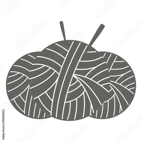 Three yarn balls needled grey icon