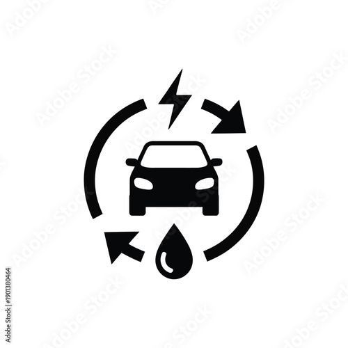 Electric vehicle charging and fuel efficiency symbol in circular design