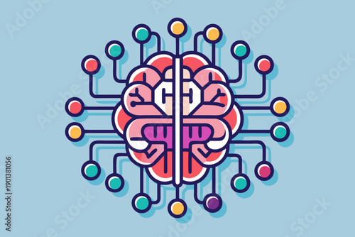 cybernetic brain circuit design icon