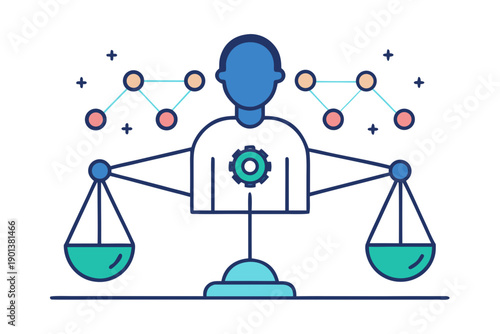 human linked to ai neural node icon