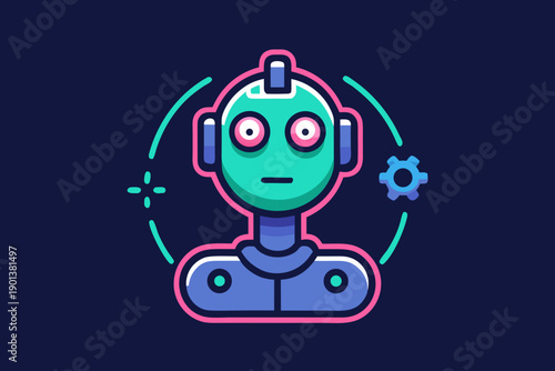 neon bot head icon