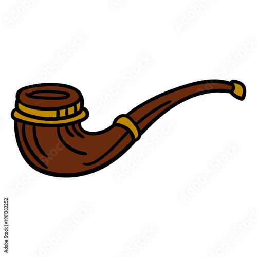 Vintage wood smoking pipe illustration