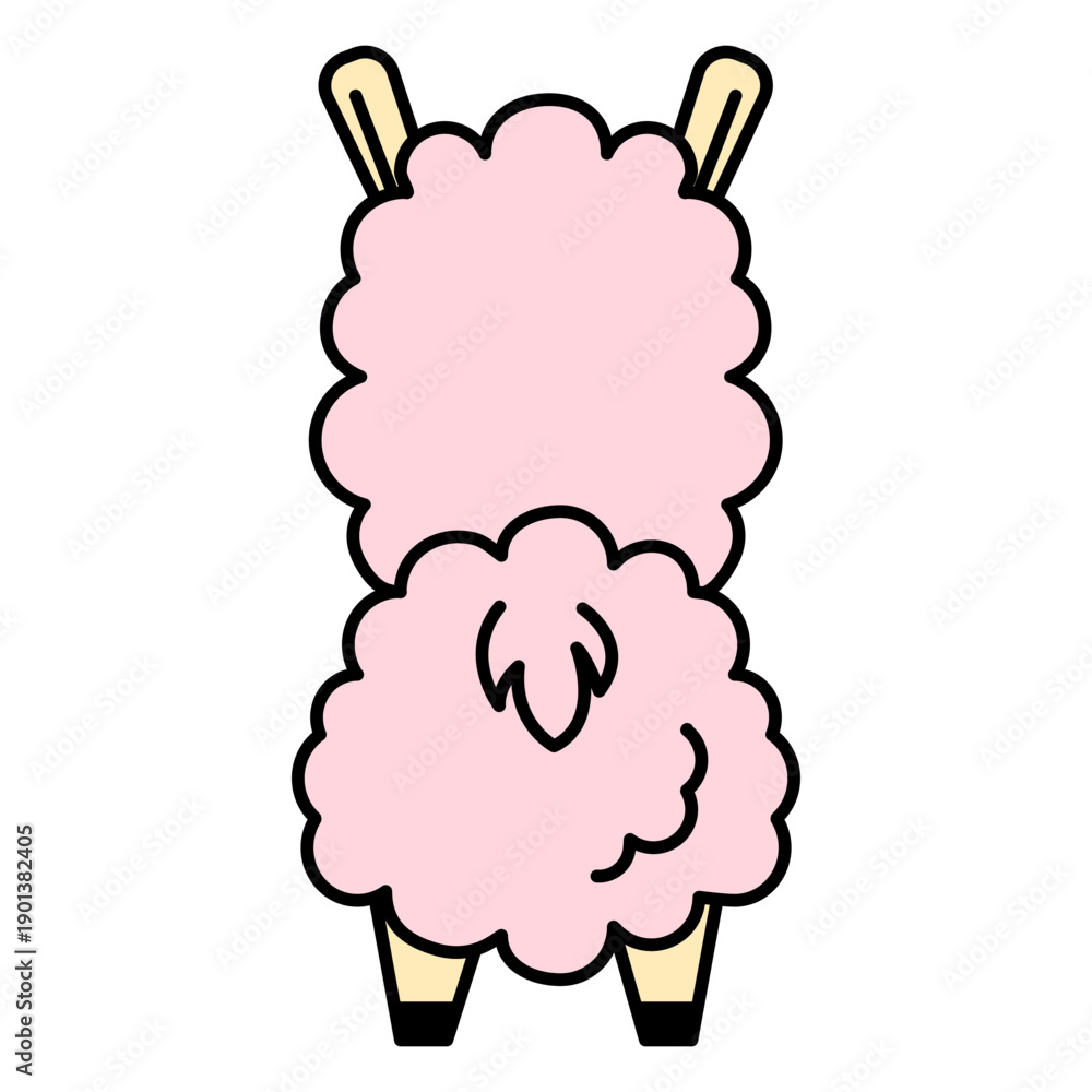 Fototapeta premium Pink llama back flat