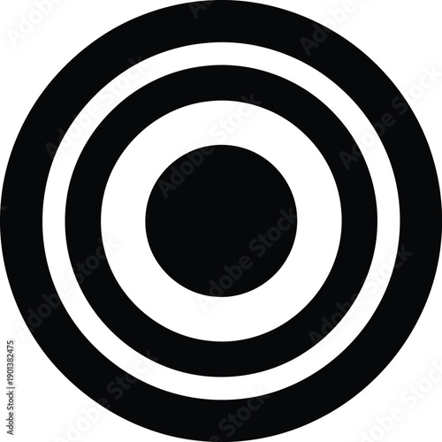 A series of black concentric circles on transparent background symbol for target practice or focus concentration icon