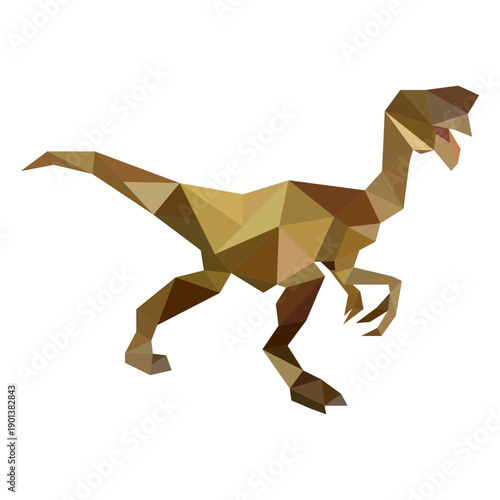 Velociraptor dinosaur polygonal colored