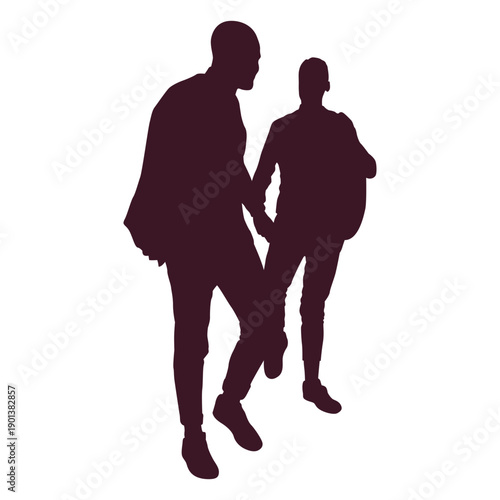 Gay couple holding hands silhouette