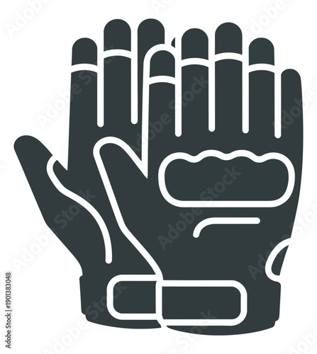 Dark gray protective glove with white outline