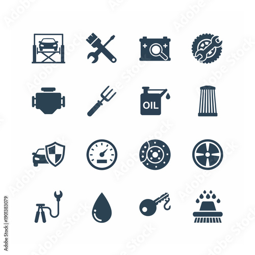 Set of industrial and mechanical icons for business projects