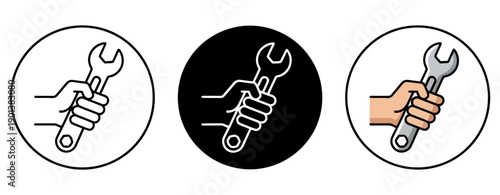 Hands holding adjustable wrenches in different styles