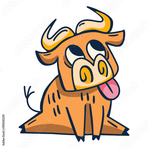 Happy ox cartoon