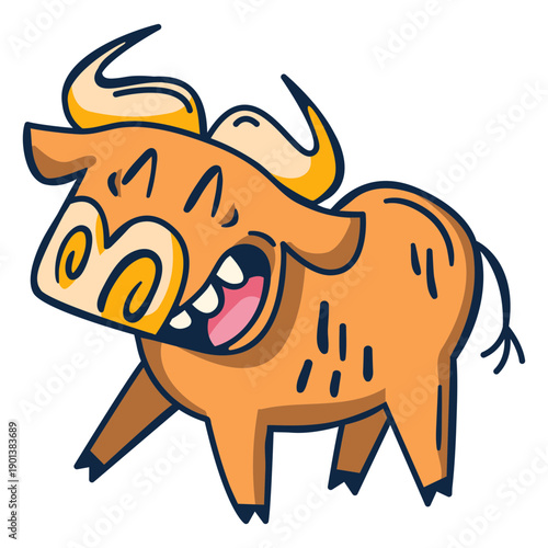 Smiling ox cartoon