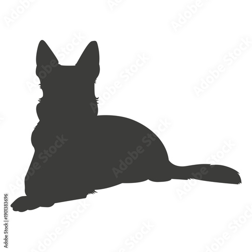 German shepherd laying silhouette dog