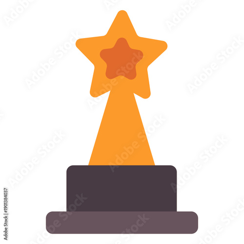 Star award trophy flat icon