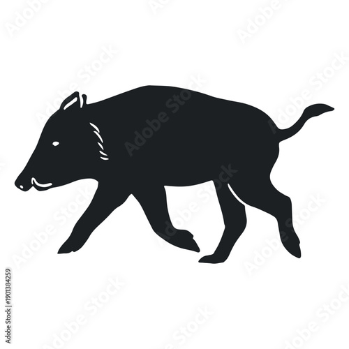 Wild boar walking silhouette